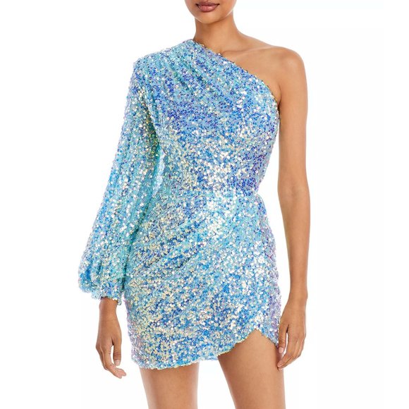 Bronx and Banco Galaxy One Shoulder Sequin Mini Dress - Picture 1 of 8